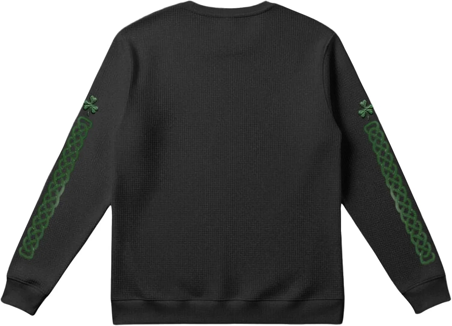Мужская футболка с длинным рукавом и узором вафля Shamrock Flag, Black — фото 2