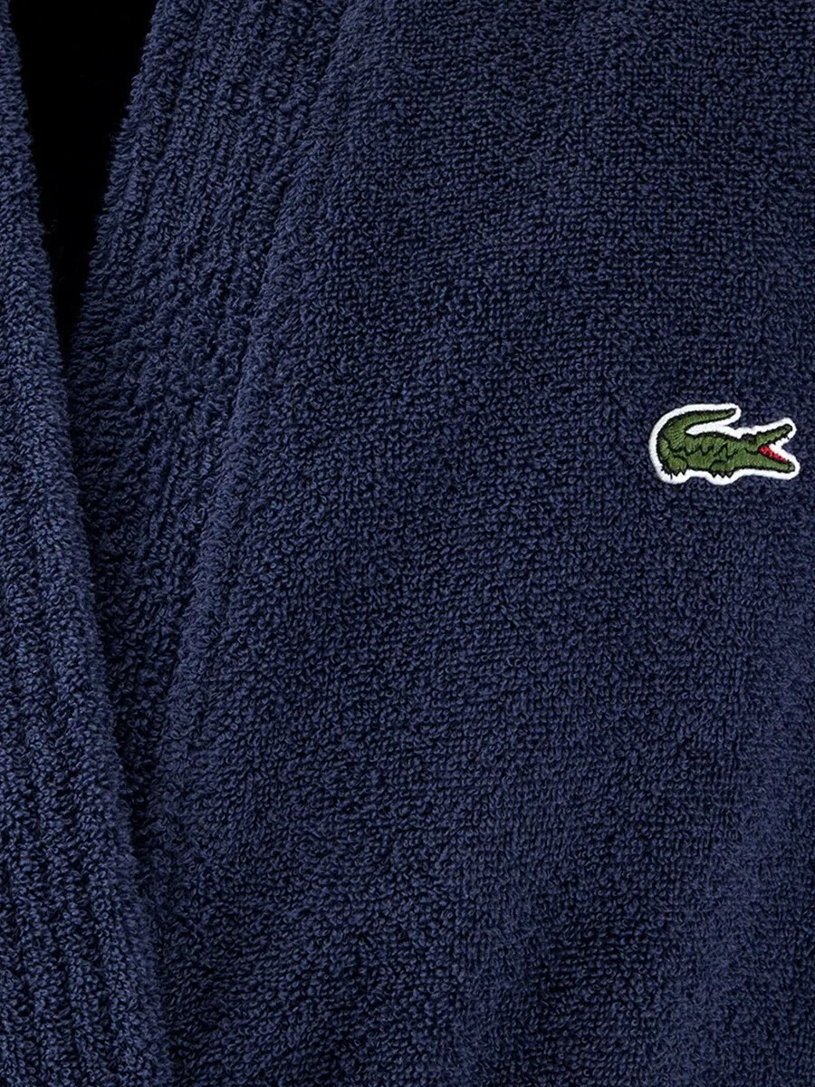 Длинный банный халат LACOSTE 'LLECROCO' цвета морской синевы — фото 3