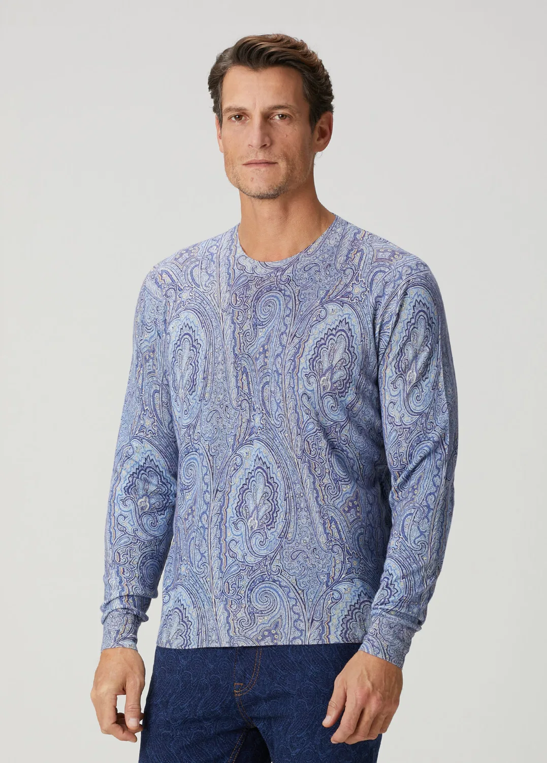 Свитер Etro Mavi Etnik Desenli İpek Kazak, blue — фото 3