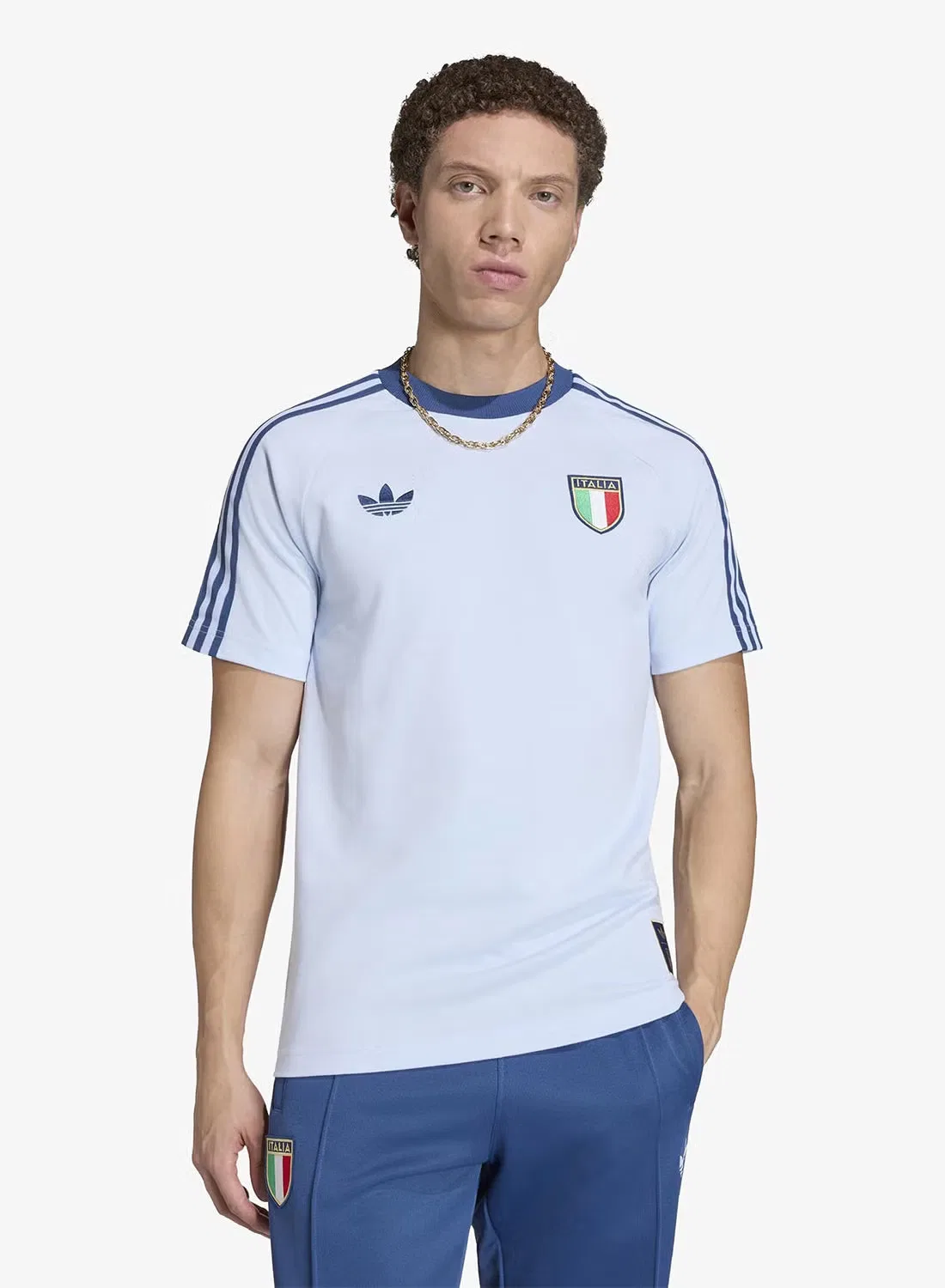 Футболка с принтом Italy Adidas, голубой