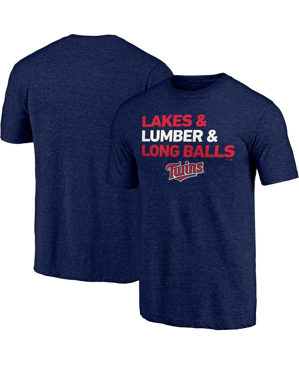 

Мужская фирменная меланжевая темно-синяя футболка minnesota twins hometown collection ampersand tri-blend Fanatics, темно-синий