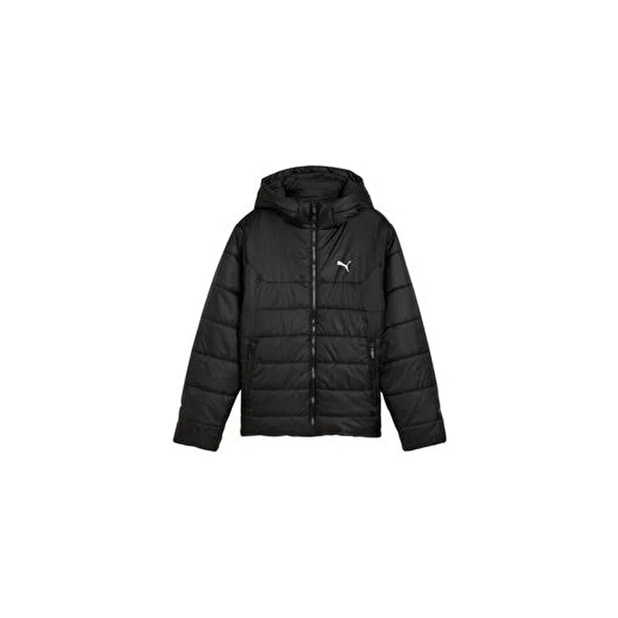 Куртка с капюшоном и утеплителем, длинным рукавом, модель Ess Hooded Padded Jacket, Puma, Черный — фото 3