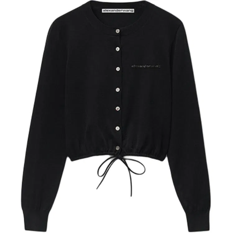 Женское укороченное пальто с круглым вырезом Alexander Wang, Black