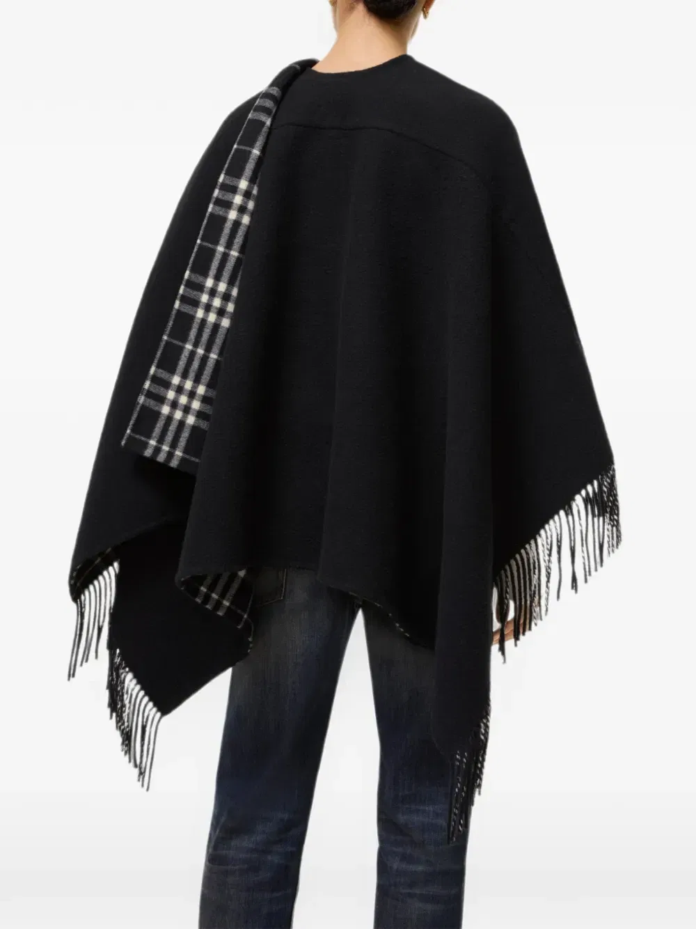 Шерстяная накидка Burberry, черный — фото 3