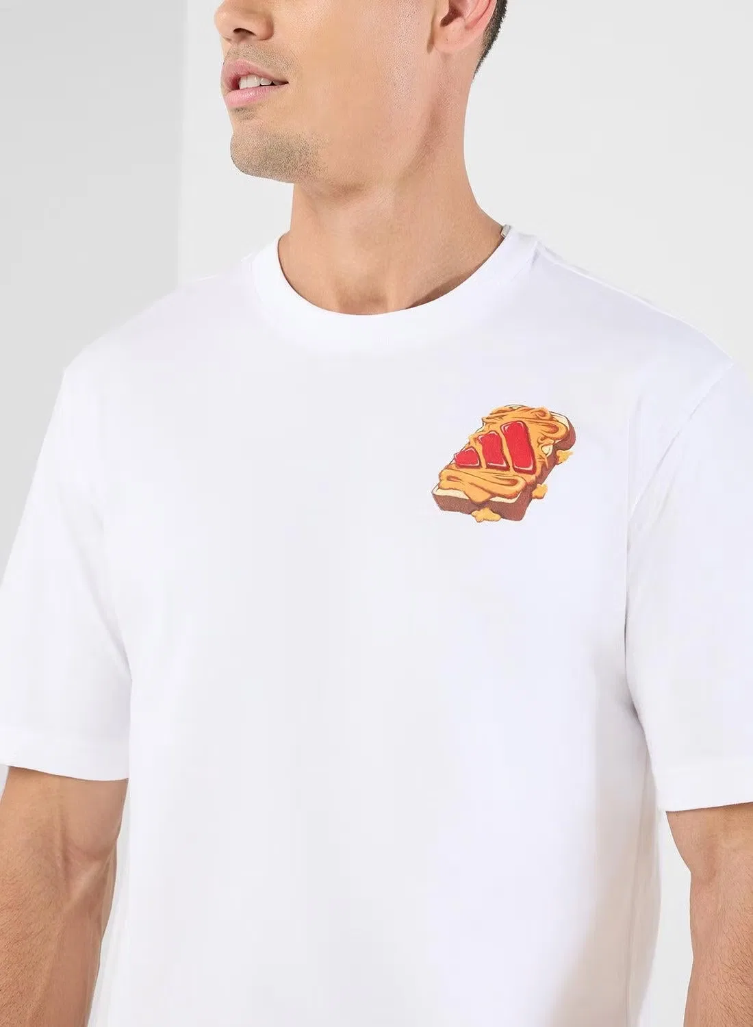 Футболка с принтом Food peanut butter & jelly Adidas, белая — фото 3