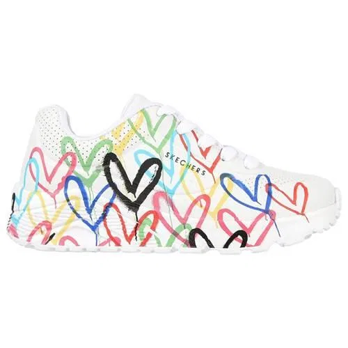 Детские кроссовки для девочек с принтом Skechers Street UNO Spread the Love JGoldcrown, Цвет Weiss — фото 3