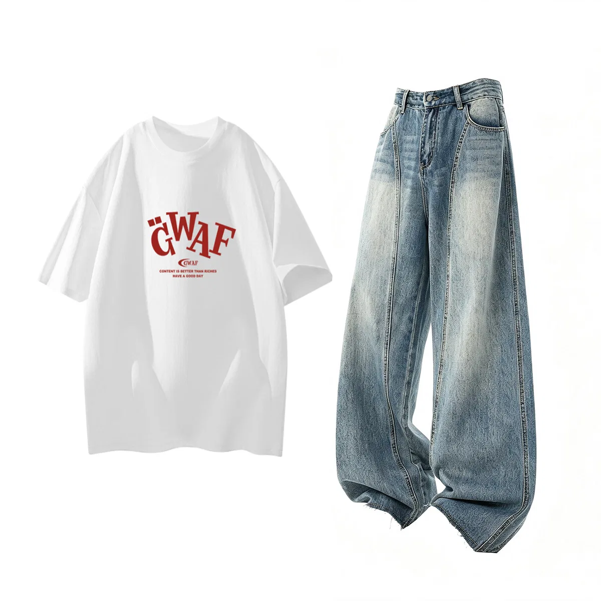 Детский спортивный комплект с круглым вырезом Casual Sportswear GWAF, Белый/Синий