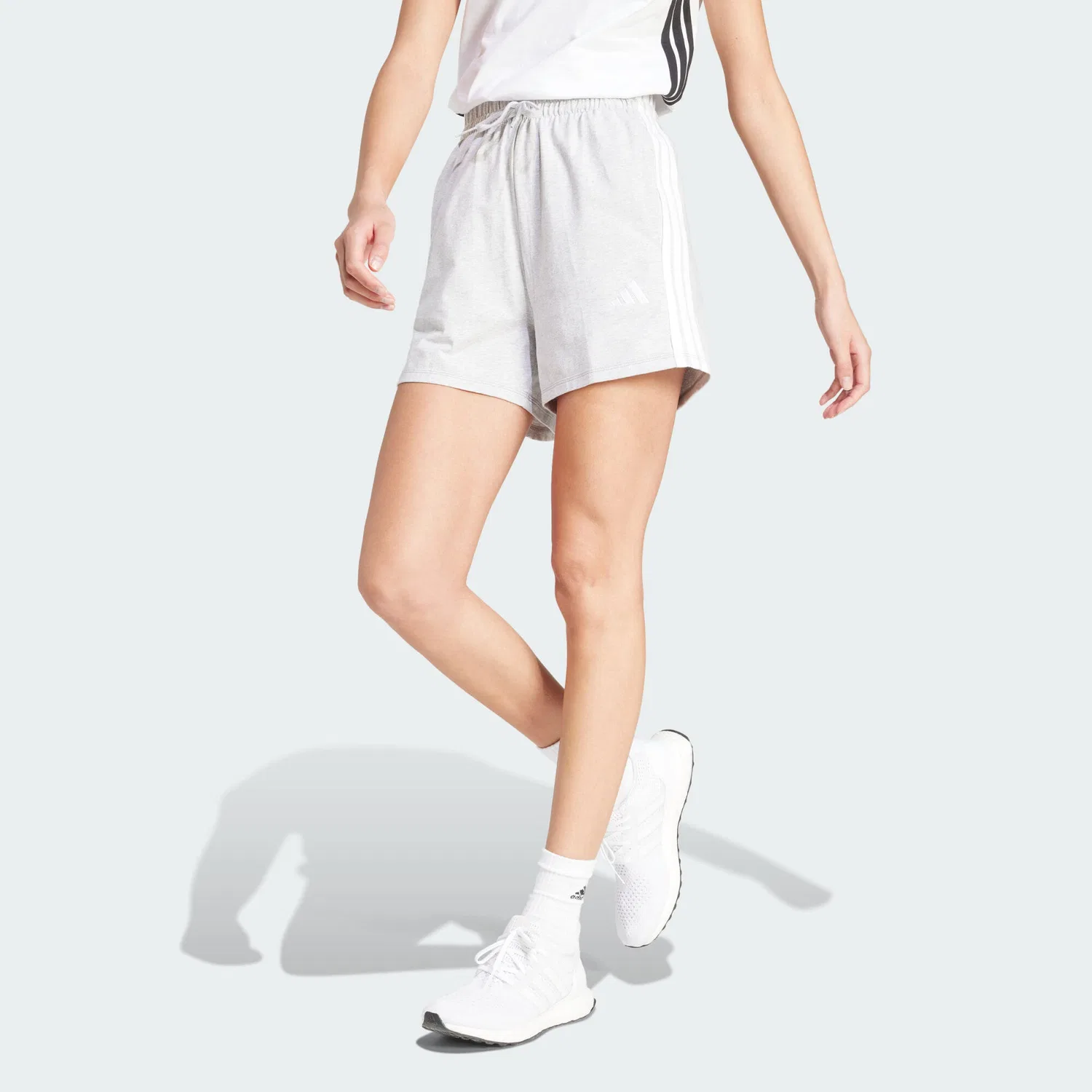 Мужские хлопковые шорты Essentials 3-Stripes Cotton Shorts Adidas, Hellgrau Weiss