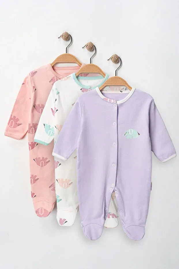 Детский комбинезон для девочек хлопковый Elephant Themed Defne Lina Baby, Multicolor — фото 2