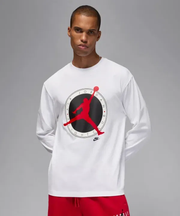 Футболка с длинным рукавом Jordan Flight Club, белый:университетский Nike