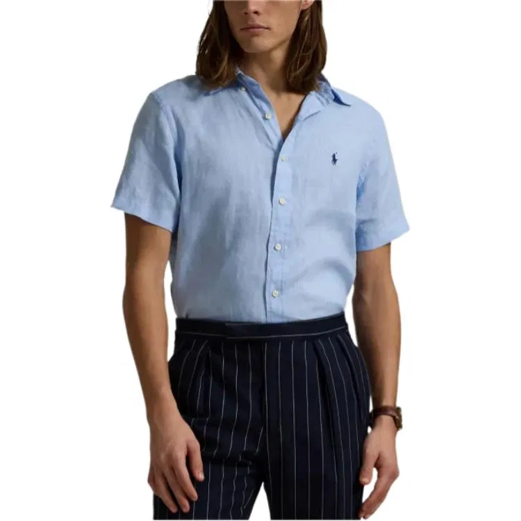Мужская рубашка с воротником и длинным рукавом Blue Polo Ralph Lauren