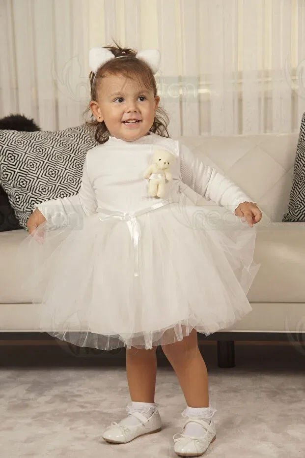 Детское платье для девочек с принтом Toy Teddy Bear Neocotton, White