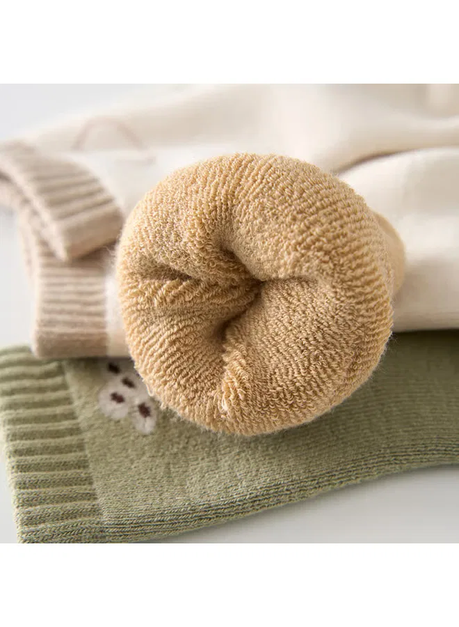 Носки детские дышащие с махровой подошвой и бесшовным мыском, 3 пары, Tongtai — фото 4