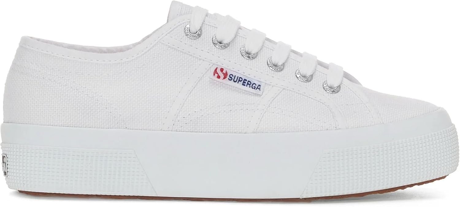Кроссовки Superga 2740 Platform для мужчин и женщин - иконические итальянские теннисные кроссовки с дышащим верхом из ткани и нескользящей резиновой подошвой, белый — фото 4