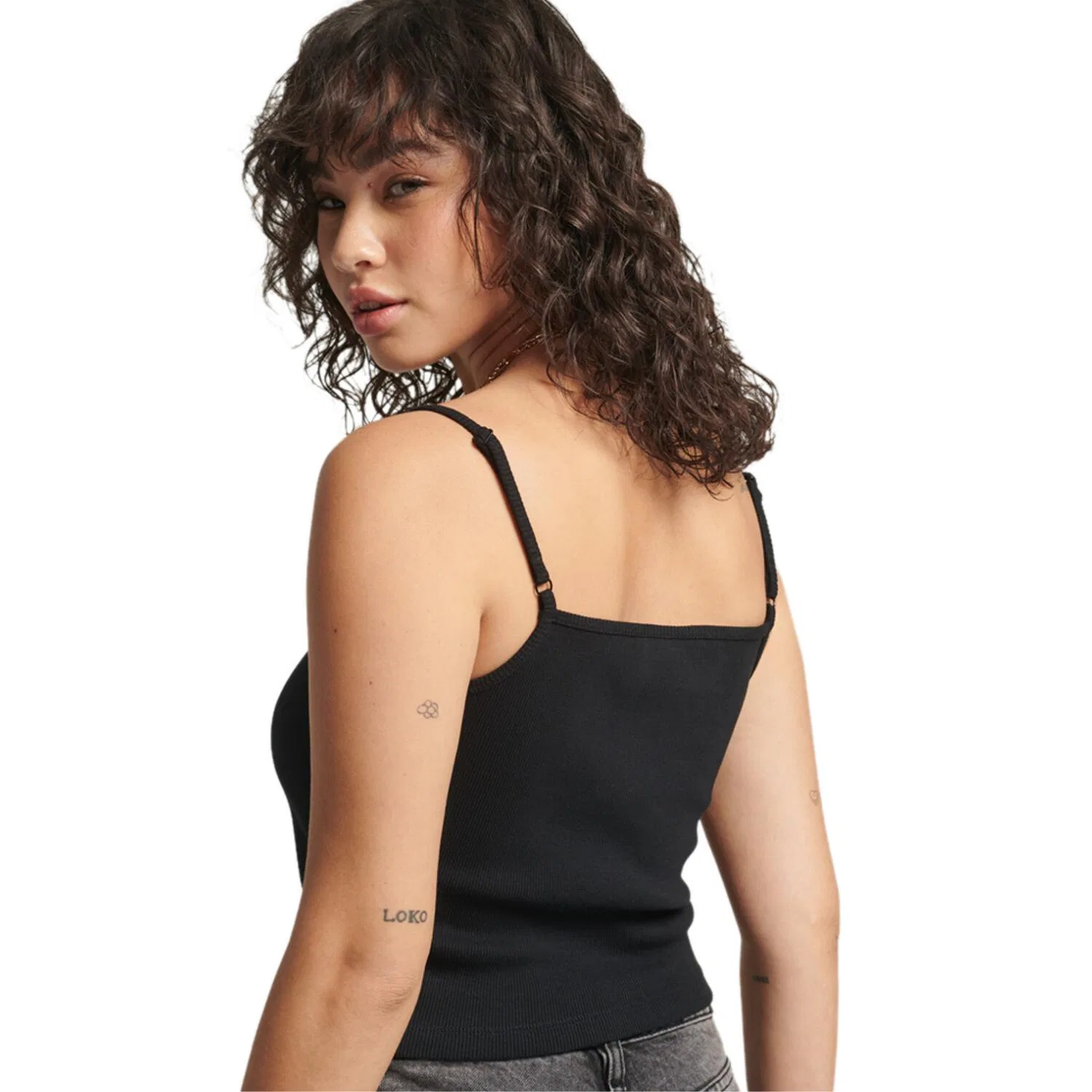 Женский топ без рукавов Code Essential Strappy Tank Superdry, Черный — фото 2