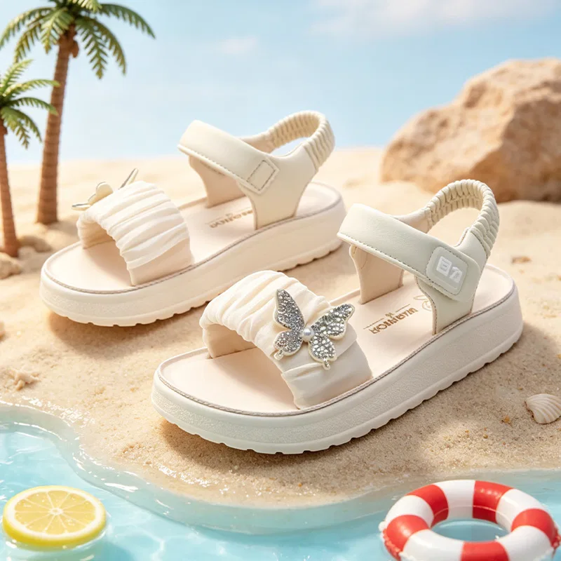 Детские сандалии из синтетической кожи Beige WARRIOR — фото 3