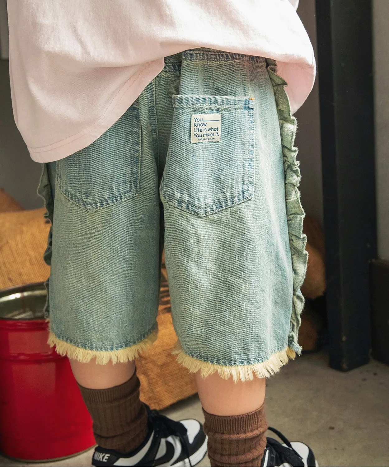 Детские джинсовые шорты с рюшами и леопардовым принтом BREEZE, Sax Blue