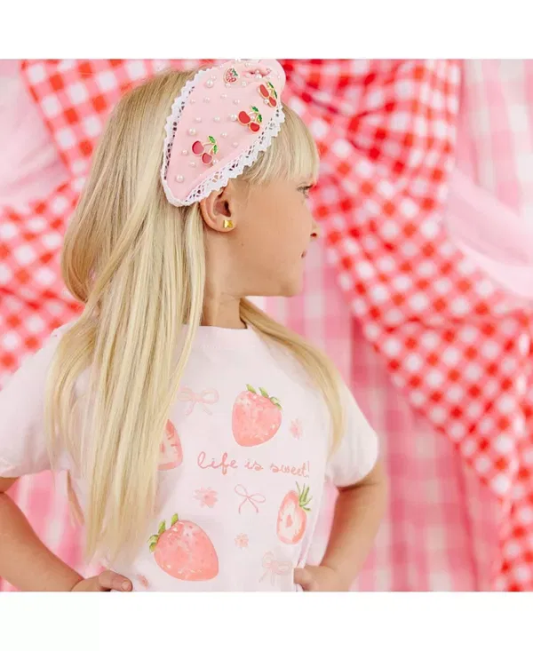 Детская футболка для девочек с принтом Life is Sweet Strawberry Sweet Wink, Ballet Pink — фото 4