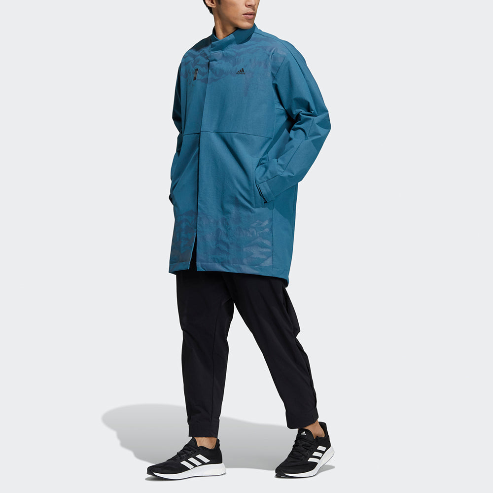 Куртка Men's adidas Wj Wv Long Jkt Martial Arts Series Pattern Mid-Length Stand Collar logo Jacket Sky Blue H39302 — фото 2