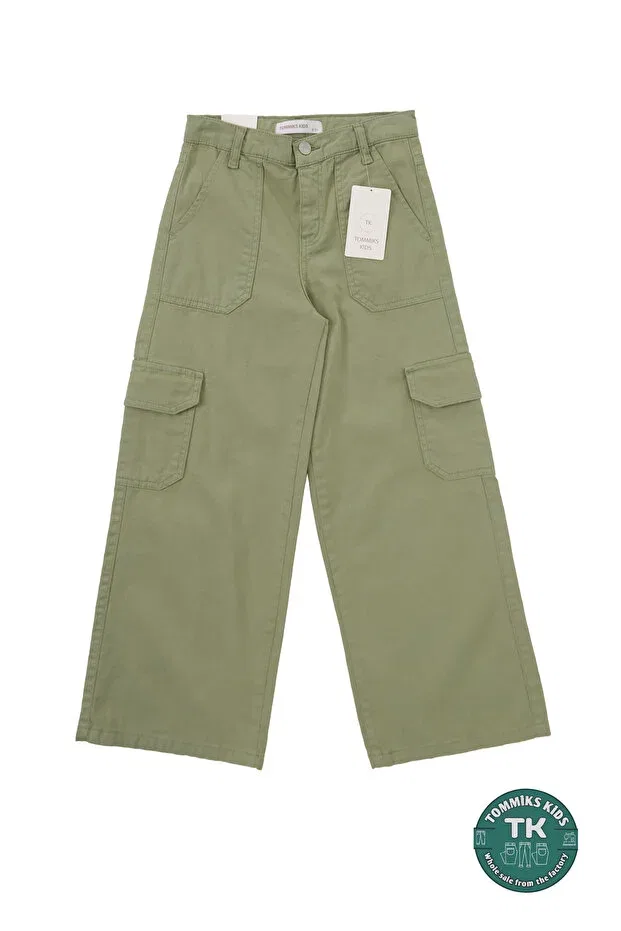 Детские штаны карго для девочек с широкой штаниной Tommiks Kids, Khaki