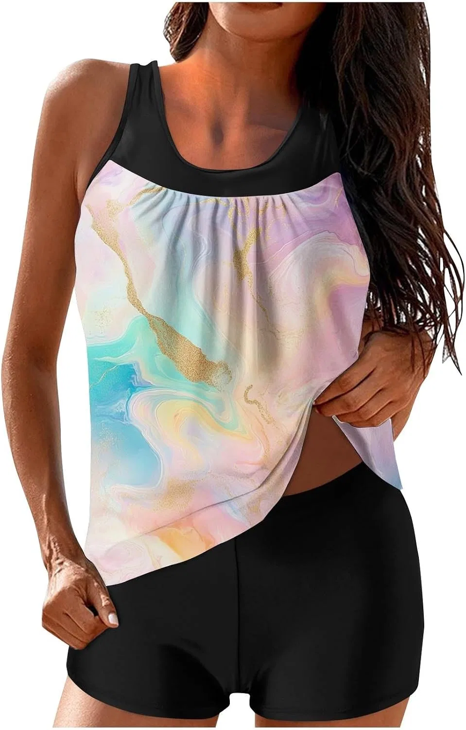 Женский танкини с утягивающим эффектом с шортами, Multicolor