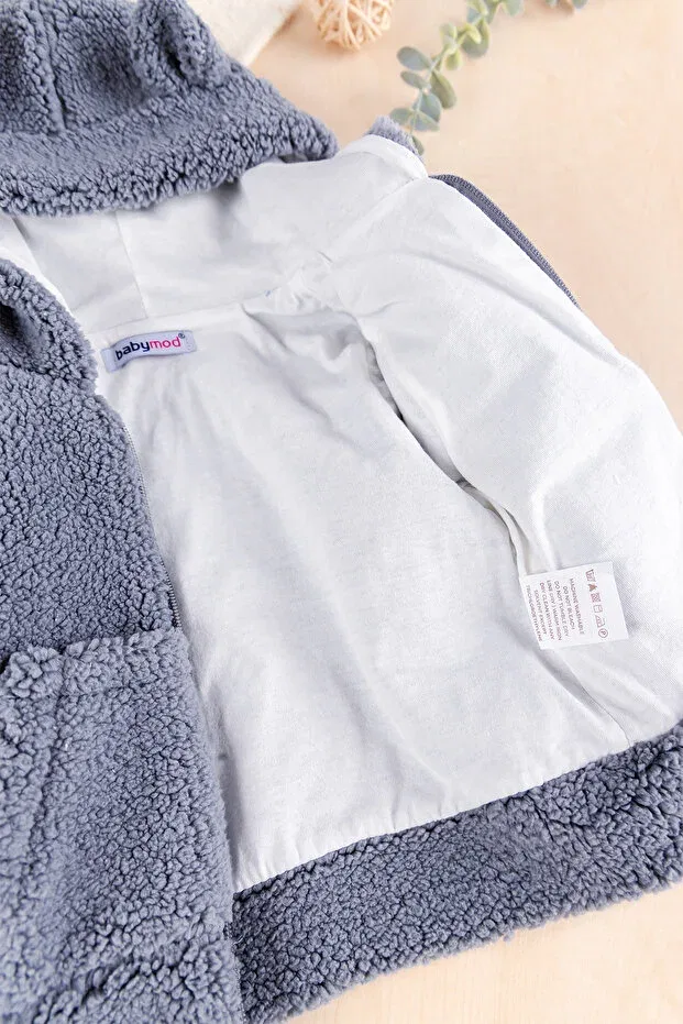 Детское пальто для девочек на молнии с капюшоном Babymod, Gray — фото 4