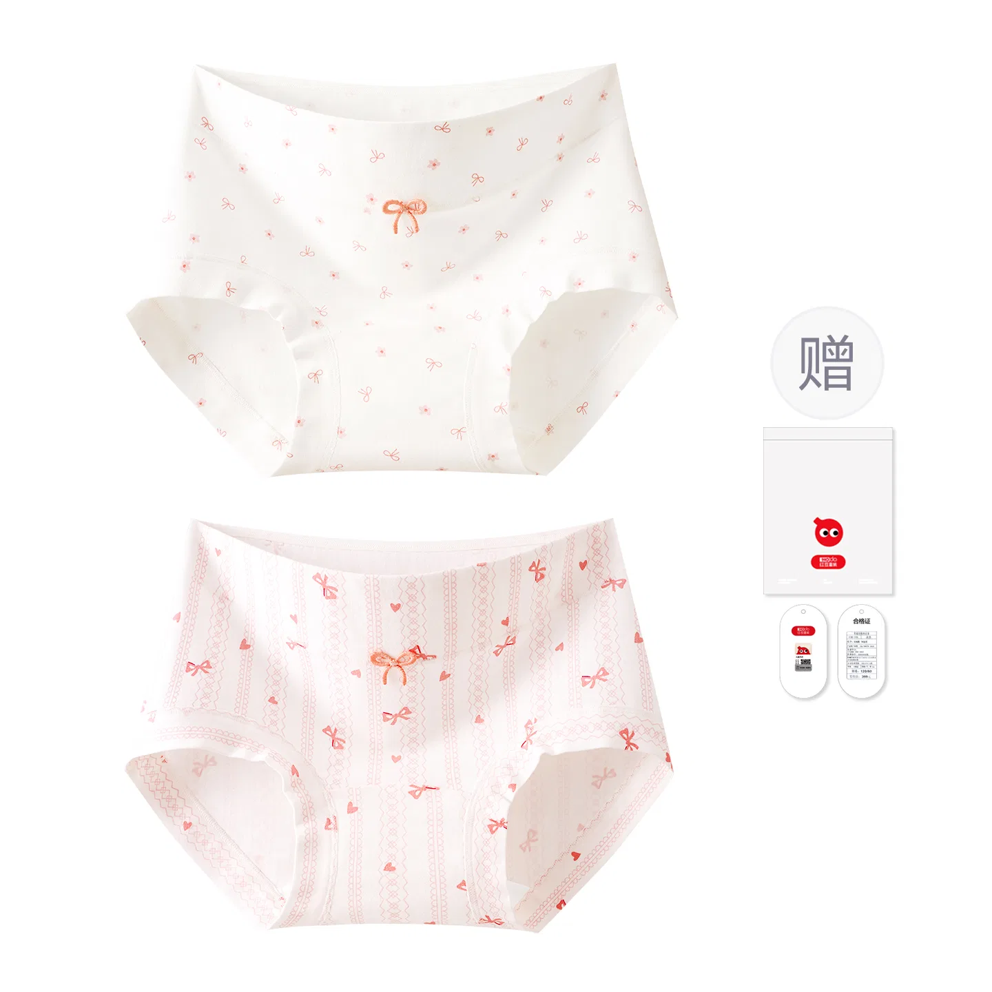Детское нижнее белье для девочек хлопковое комплект из 2 трусов Red bean, Pink Floral