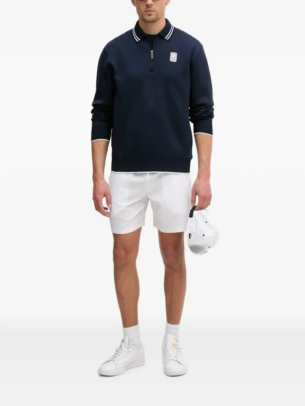 Свитшот с ворником-поло на молнии-четвертинах Lacoste, синий — фото 2