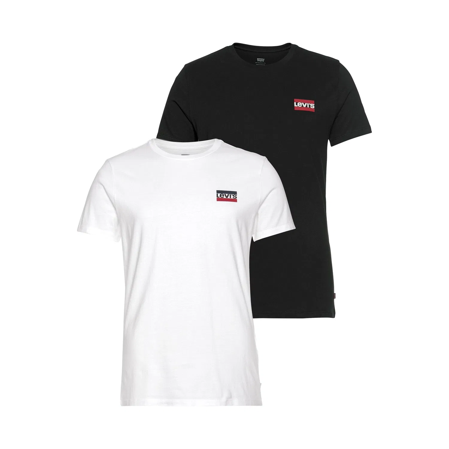 Мужской комплект из 2 футболок с круглым вырезом и логотипом Levi's, Black/White