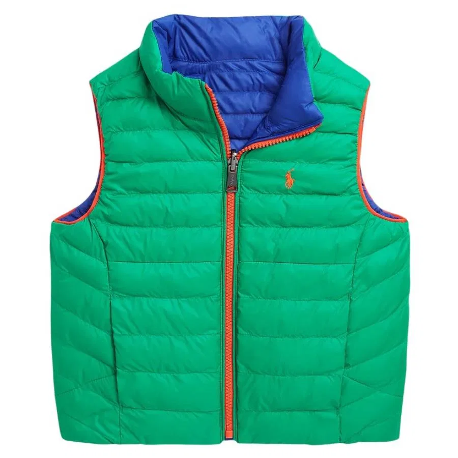 Детский жилет с принтом Reversible Terra Puffer Polo Ralph Lauren, Kayak Green/Blue Saturn