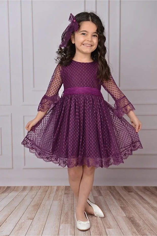 Детское платье для девочек кружевное Delfini Kids, Purple
