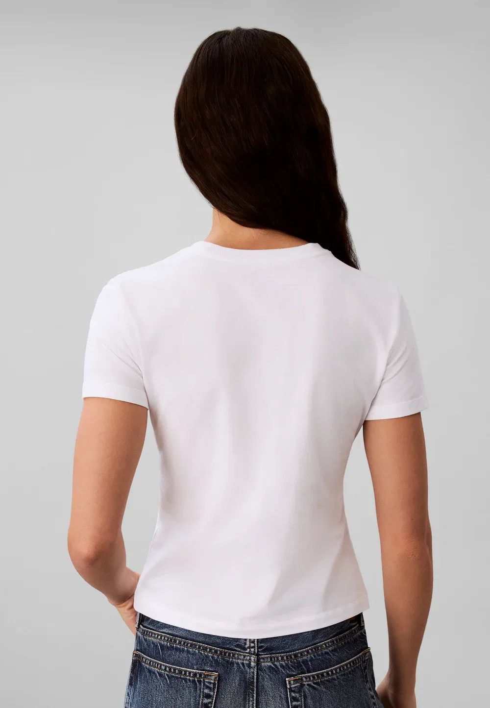 Облегающая женская футболка с логотипом - базовая футболка Calvin Klein, Bright White — фото 3
