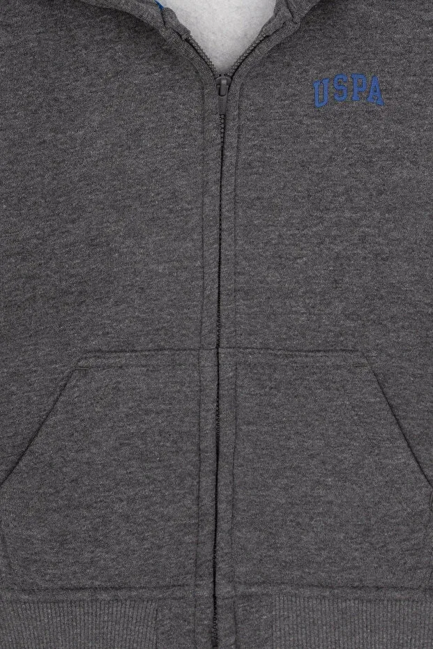 Мужской кардиган на молнии с капюшоном U.S. Polo Assn., Anthracite Melange — фото 4