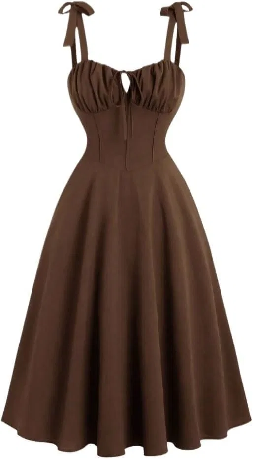 Женское повседневное платье с узлом спереди, Brown