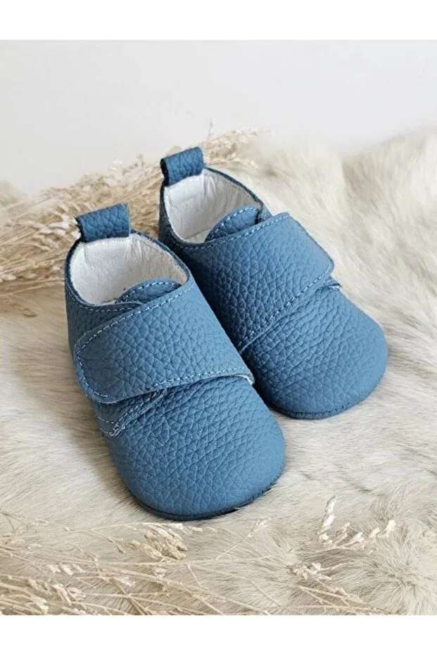 Детские ботинки для девочек кожаные Blue genuine leather velcro baby shoes Hodore, Jeans Blue