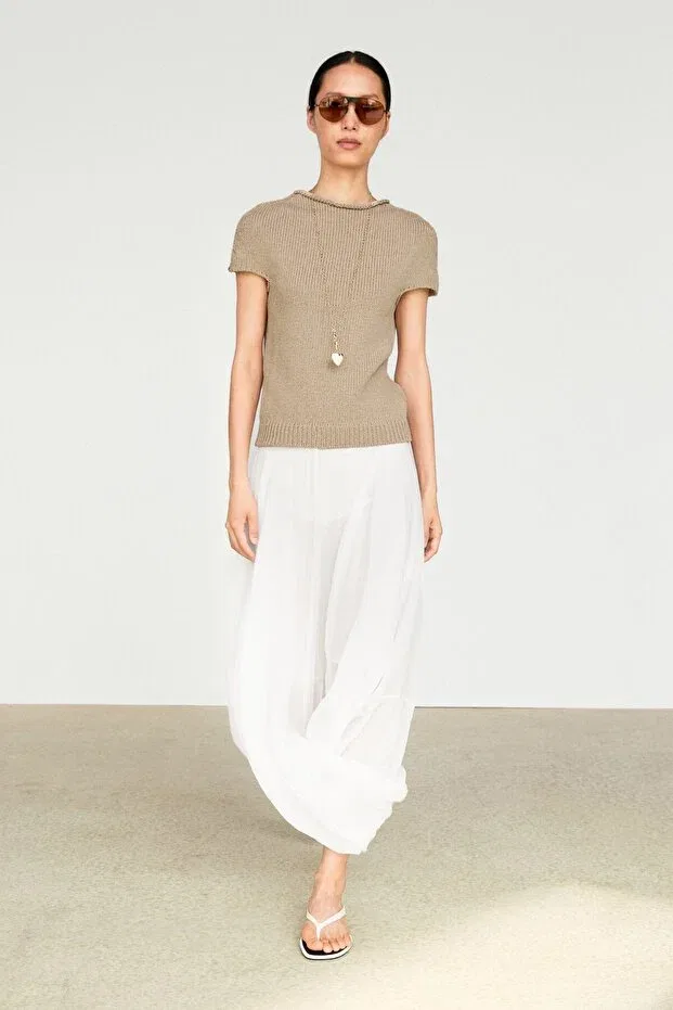 Женская футболка с коротким рукавом Massimo Dutti, Beige