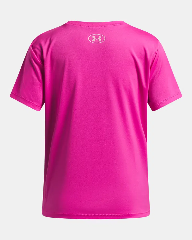 Футболка для девочек с коротким рукавом и влагоотводящей тканью UA Tech Big Logo UnderArmour, Rebel Pink/Pink — фото 2