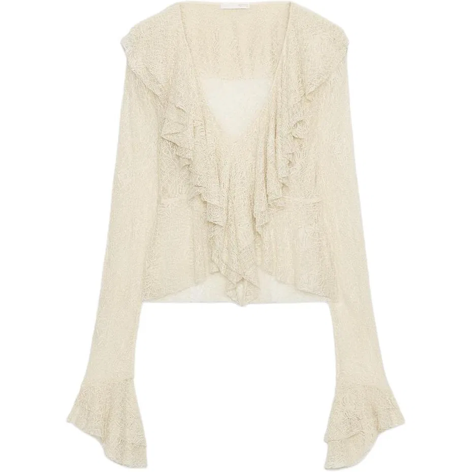 Женский свитер с V-образным вырезом ZARA, Raw White