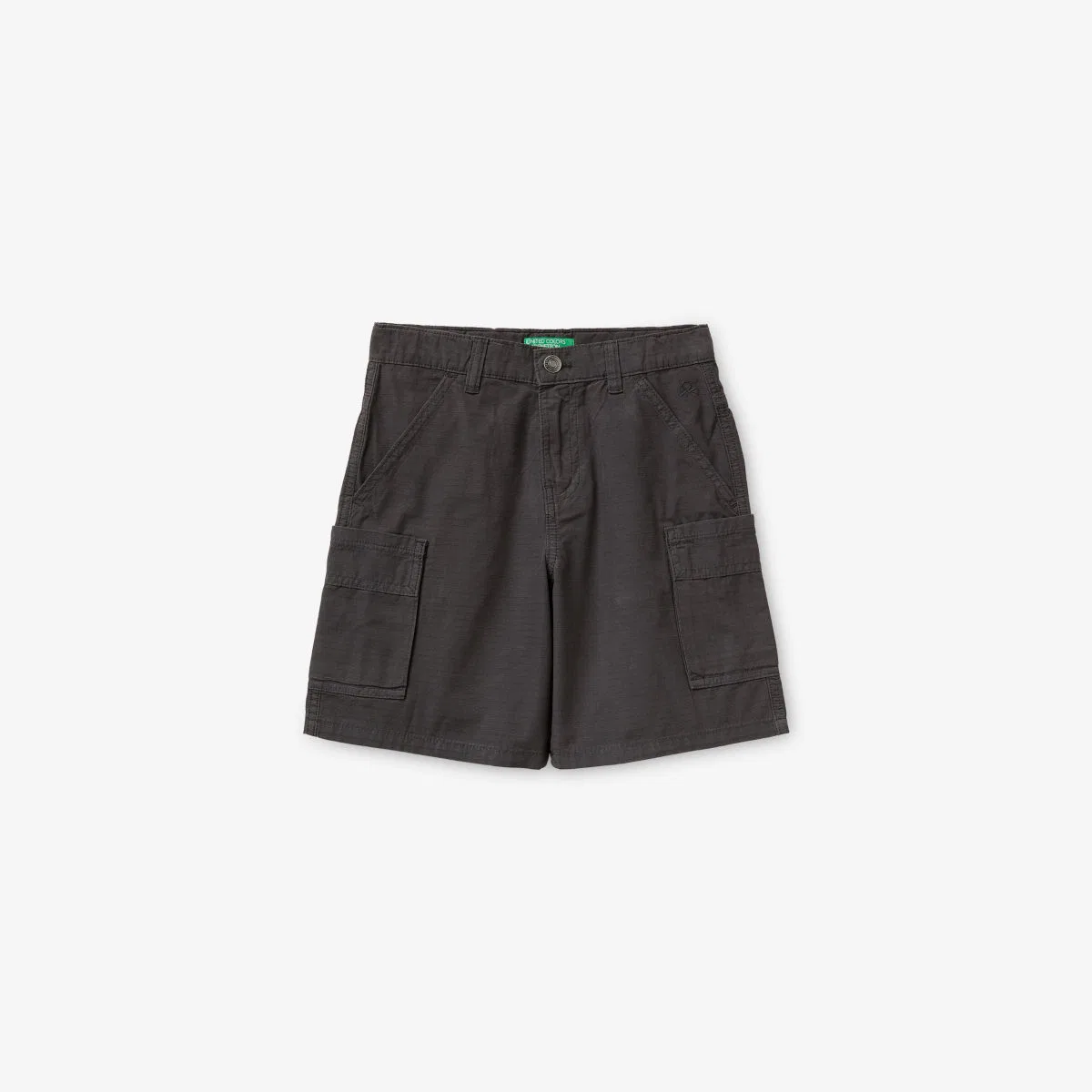 Хлопковые шорты прямого кроя с накладными карманами, размер 6-13 лет Benetton, серый