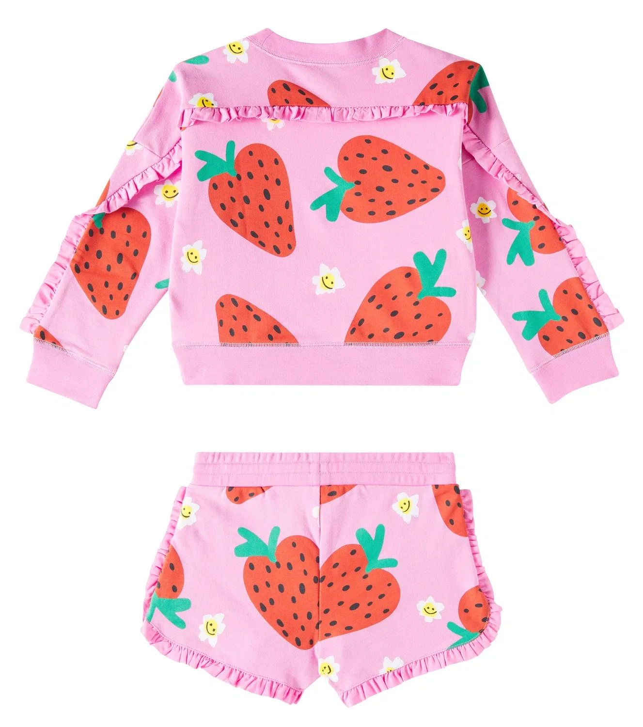 Комплект из толстовки и шорт из хлопкового флиса Stella Mccartney Kids, розовый — фото 4