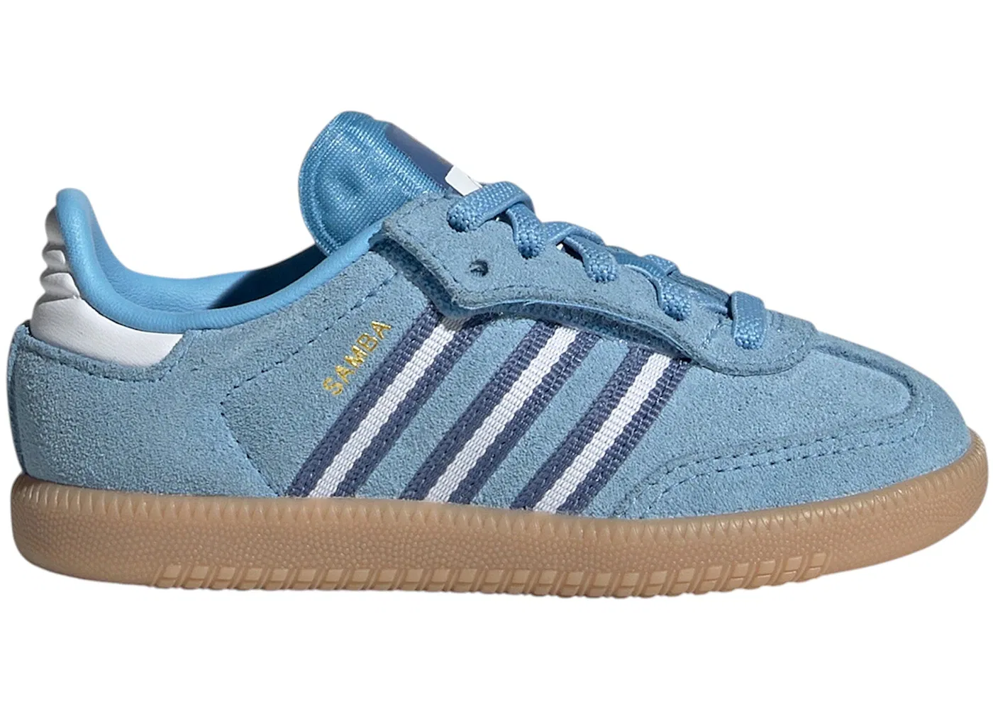Детские кроссовки Lifestyle с закрытой шнуровкой Adidas Samba OG Comfort Closure, Light Blue Cloud White Gum