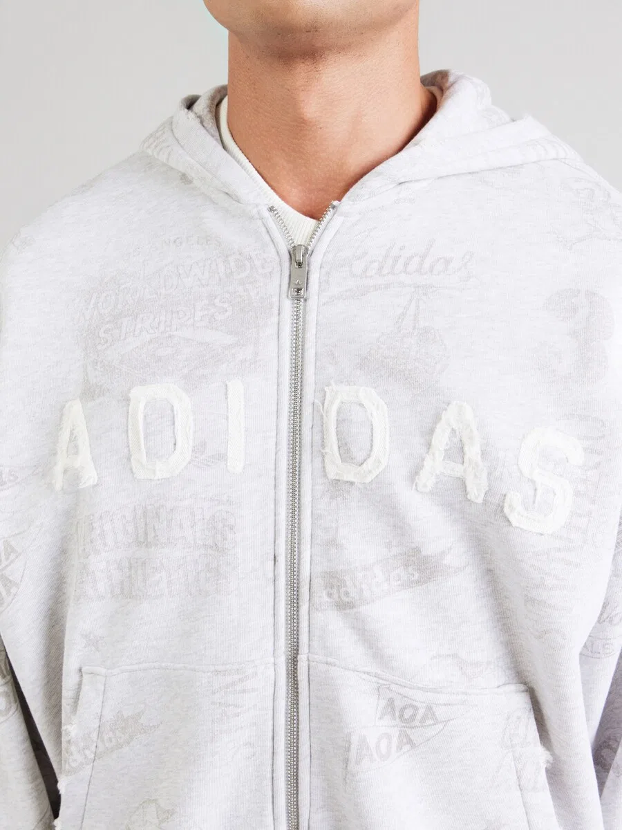 Худи на молнии ADIDAS ORIGINALS 'AOA' темно-серого, пятнисто-серого цвета — фото 3