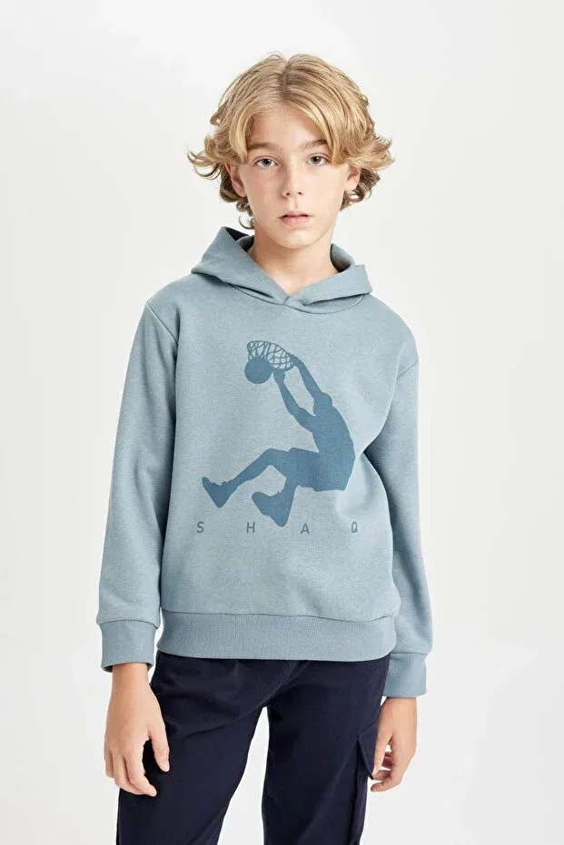 Детские свитшот для мальчиков с принтом Shaquille O'Neal Crew Neck Defacto, Blue