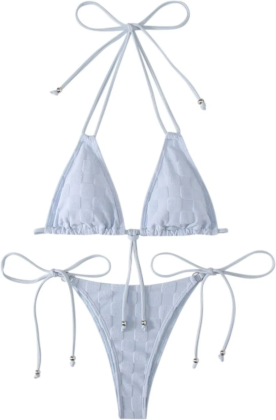 Женский бикини-сет с V-образным вырезом, Push up, без спинки Generic, Light Blue