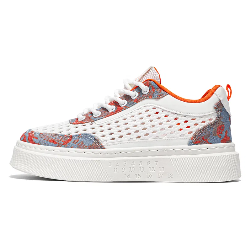 Детские кеды для скейтбординга с бело-оранжевым цветом VENICEW, White Orange