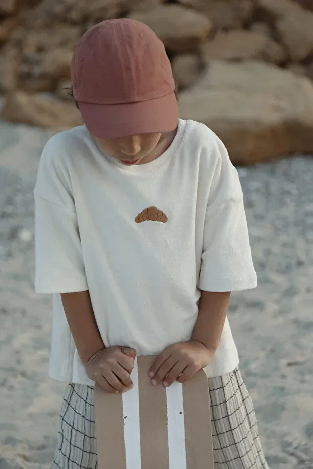 Детская футболка оверсайз с принтом Croissant Embroidered Dodo'S Baby, Nude Color