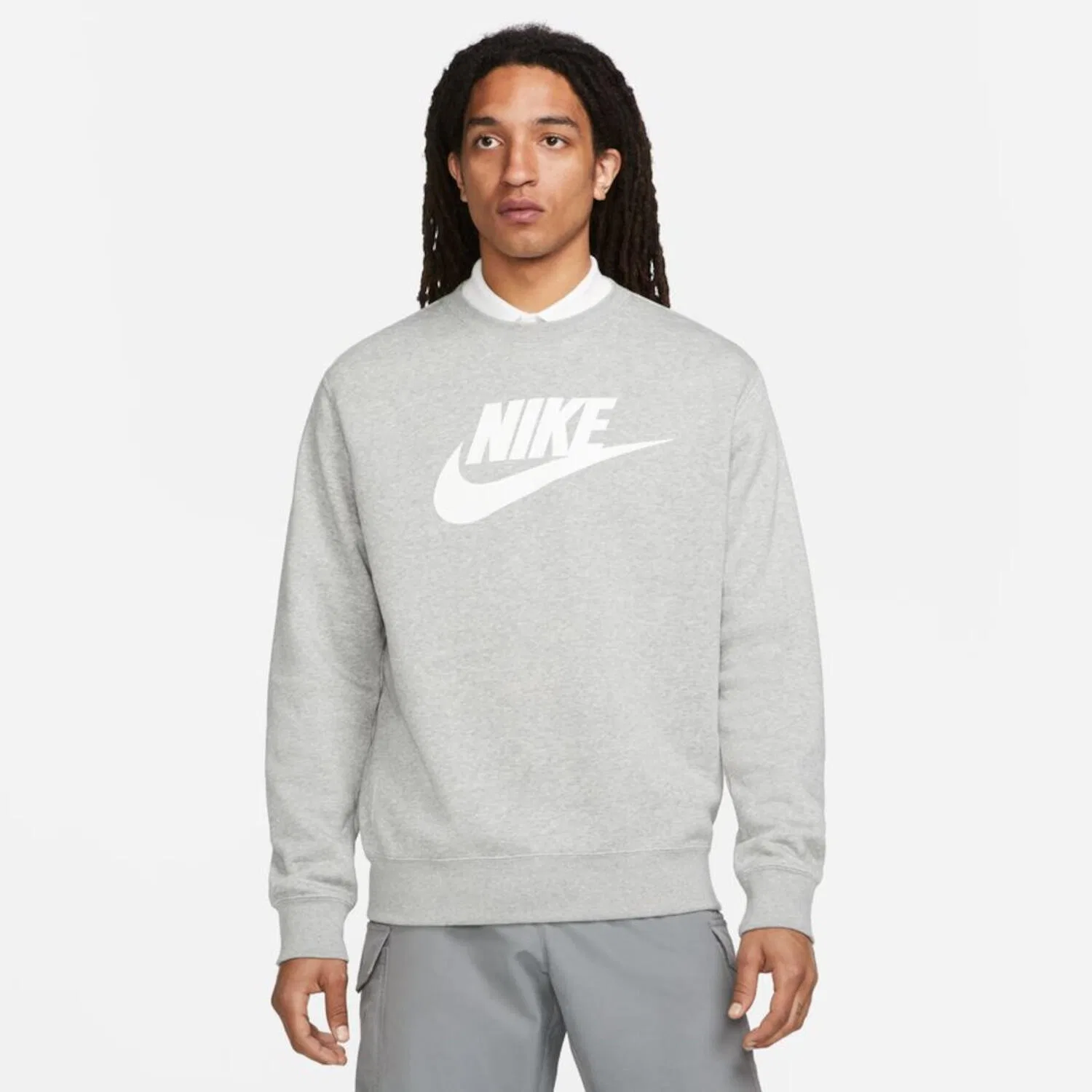 Мужской флисовый пуловер Sportswear Club Fleece Graphic Crew Nike, Grau