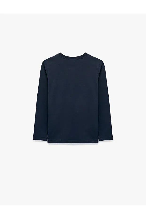 Детская футболка с длинным рукавом Dinosaur embroidery Koton, Navy Blue — фото 2