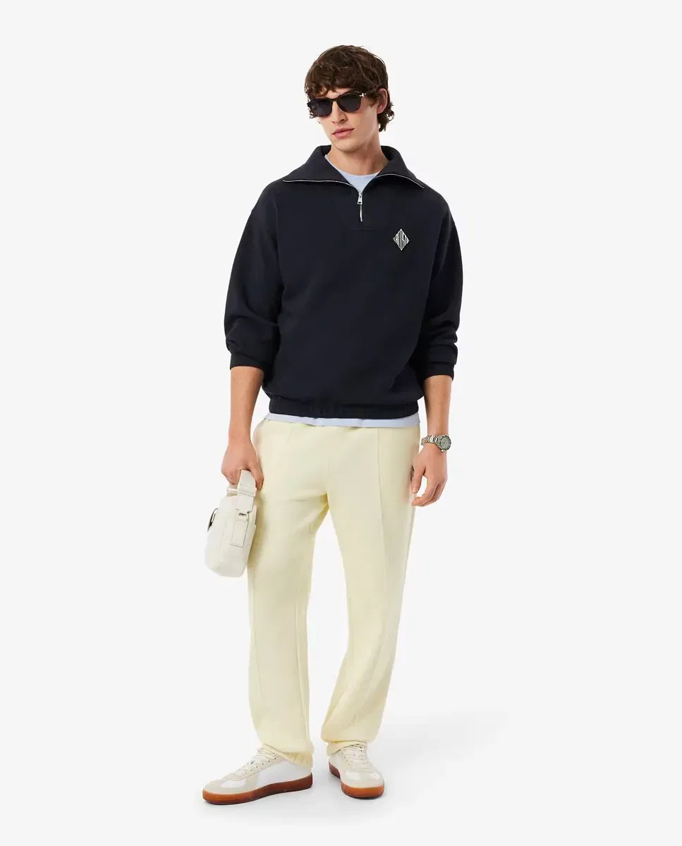 Мужская свитшот-пике с воротником на молнии Lacoste, Negro — фото 4