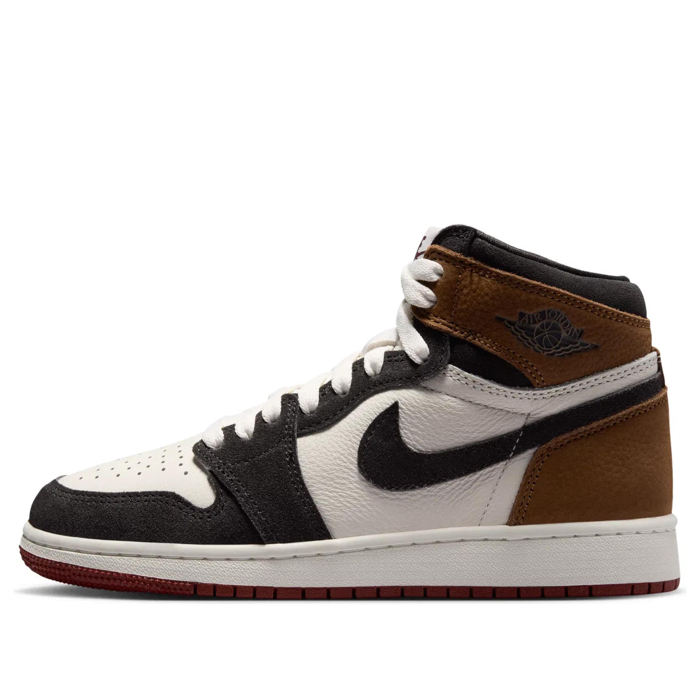 Детские кроссовки высокие с кожаным верхом Air Jordan 1 High OG Love Letter, коричневый